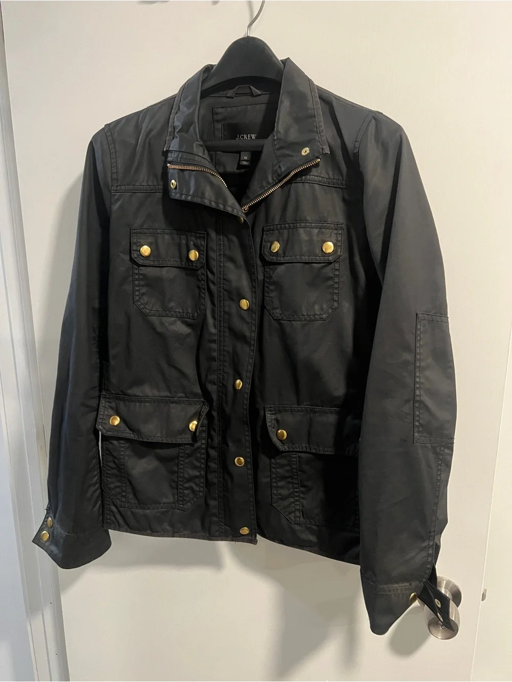 TALL J. Crew Black Utility Jacket with Gold Hardware